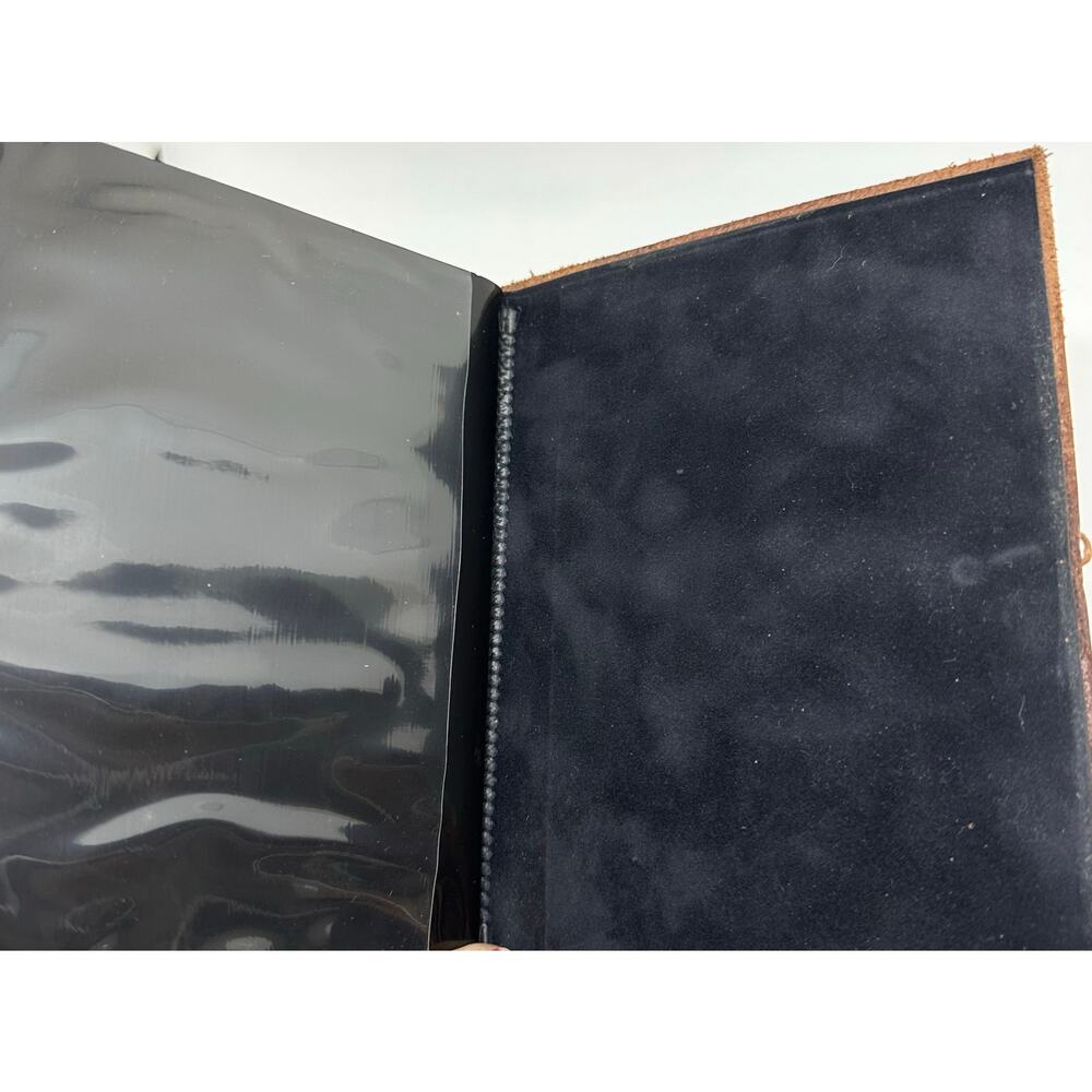 COLE HAAN Leather Photo Album Button Cord Closure Brag Book Memory Book - Picture 4 of 4